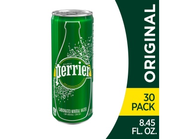 Perrier Carbonated Mineral Water, 8.45 fl oz. Slim Cans (30 Count)
