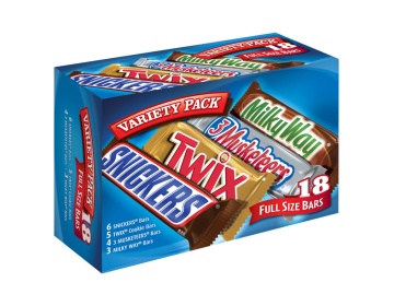 Mars Chocolate, Full Size Candy Bars Assorted Variety,(Milky Way, Twix, Snickers, 3 Musketeers), 33.31 Ounce, 18 Count